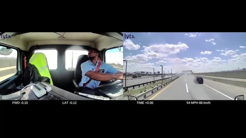 A 767 landing at Newark airport clipped a light pole which hit a bakery truck traveling on the...